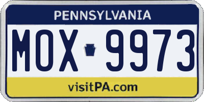 PA license plate MOX9973