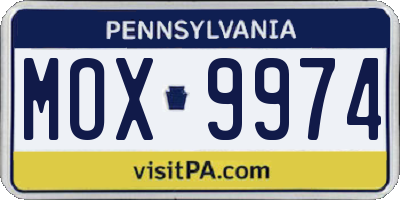 PA license plate MOX9974