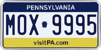 PA license plate MOX9995