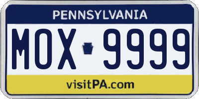 PA license plate MOX9999