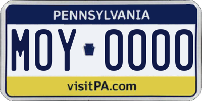 PA license plate MOY0000