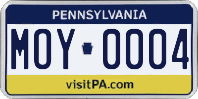 PA license plate MOY0004