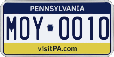 PA license plate MOY0010