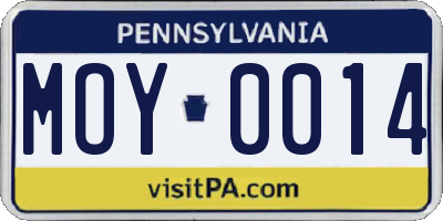 PA license plate MOY0014