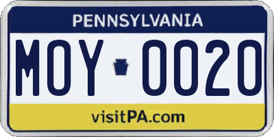 PA license plate MOY0020