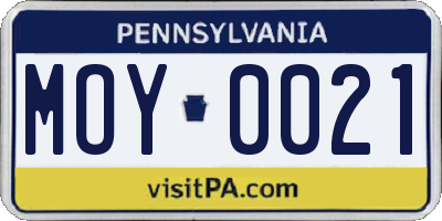 PA license plate MOY0021