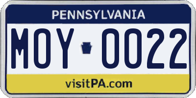 PA license plate MOY0022
