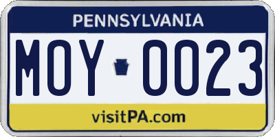 PA license plate MOY0023