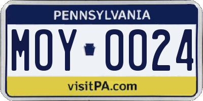 PA license plate MOY0024