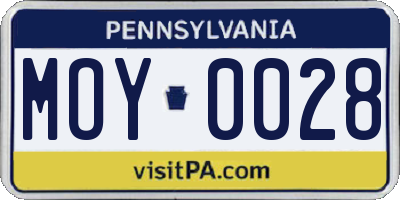 PA license plate MOY0028