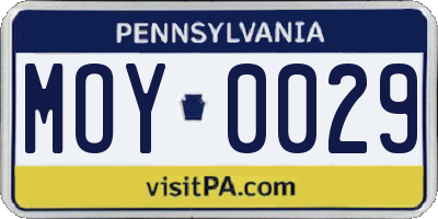 PA license plate MOY0029
