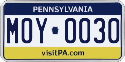 PA license plate MOY0030