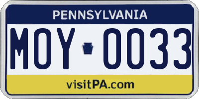 PA license plate MOY0033