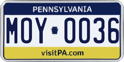 PA license plate MOY0036