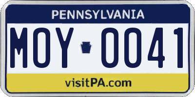 PA license plate MOY0041