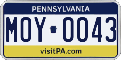 PA license plate MOY0043