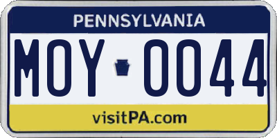 PA license plate MOY0044