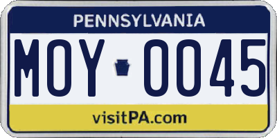 PA license plate MOY0045
