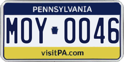 PA license plate MOY0046