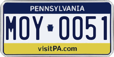 PA license plate MOY0051
