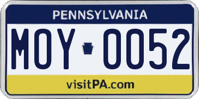 PA license plate MOY0052