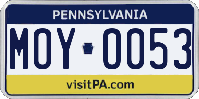 PA license plate MOY0053
