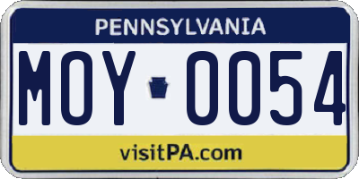 PA license plate MOY0054