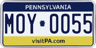 PA license plate MOY0055