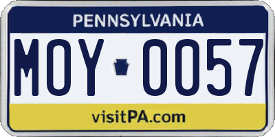 PA license plate MOY0057