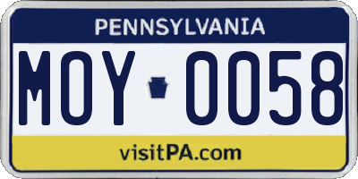 PA license plate MOY0058