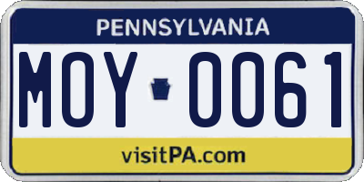 PA license plate MOY0061