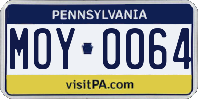 PA license plate MOY0064