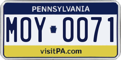 PA license plate MOY0071