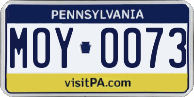 PA license plate MOY0073
