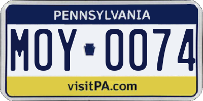 PA license plate MOY0074