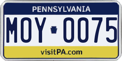 PA license plate MOY0075