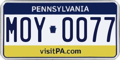 PA license plate MOY0077
