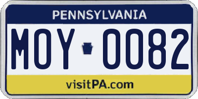 PA license plate MOY0082
