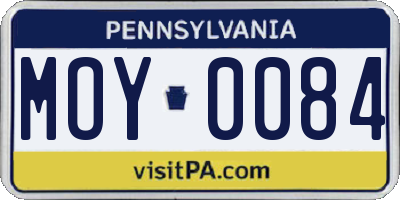PA license plate MOY0084