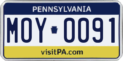 PA license plate MOY0091