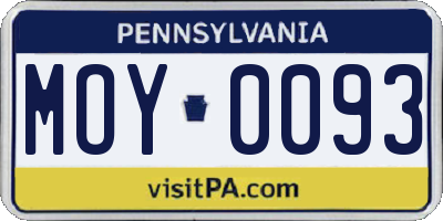 PA license plate MOY0093