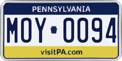 PA license plate MOY0094