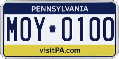 PA license plate MOY0100