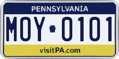 PA license plate MOY0101