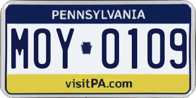 PA license plate MOY0109