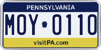 PA license plate MOY0110