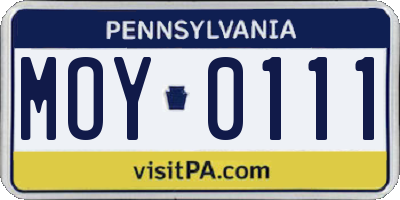 PA license plate MOY0111
