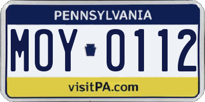PA license plate MOY0112