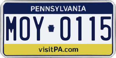 PA license plate MOY0115
