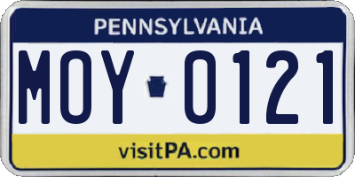 PA license plate MOY0121